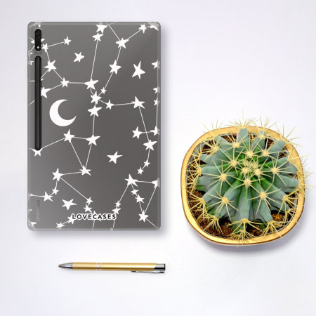 LoveCases Clear Gel Case With White Stars & Moon Pattern - For Samsung Galaxy Tab S8 Ultra