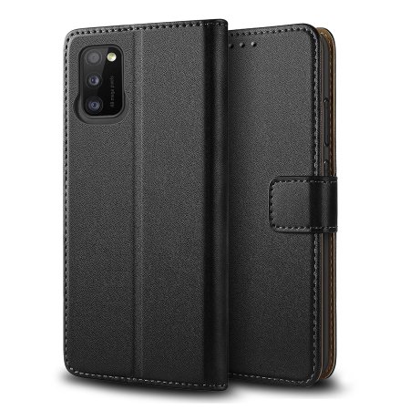 Olixar Genuine Leather Black Wallet Case - For iPhone SE 2022