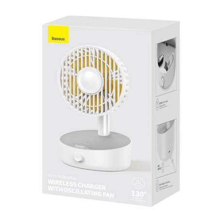 Baseus Hermit 2-in-1 Desktop Fan with Wireless Charger - White