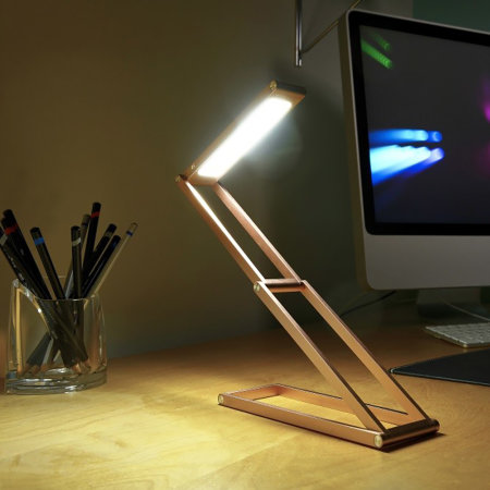 Auraglow Wireless Rechargeable Folding Desk Bedside and Reading Lamp - Silver