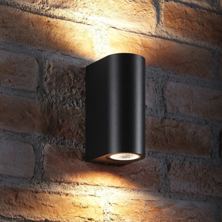 Auraglow Windsor 10W Black Outdoor Double Up And Down Wall Light - Black
