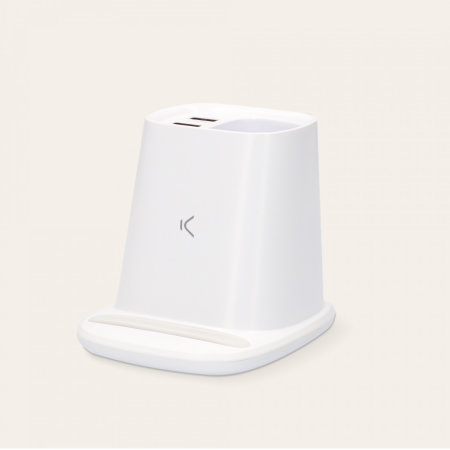 KSIX Wireless Charger Stand Pen Holder With USB Ports - White