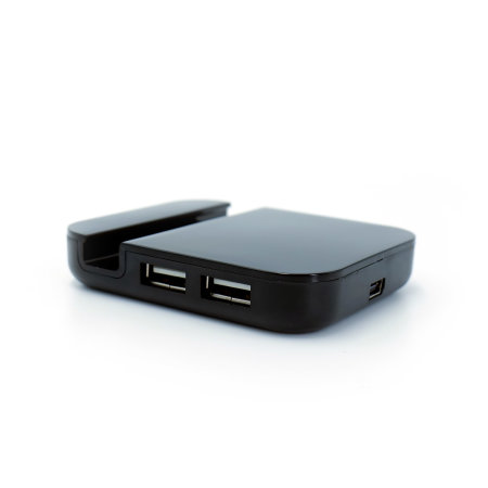 Aquarius 4-Port USB 2.0 Hub and Phone Stand- Black