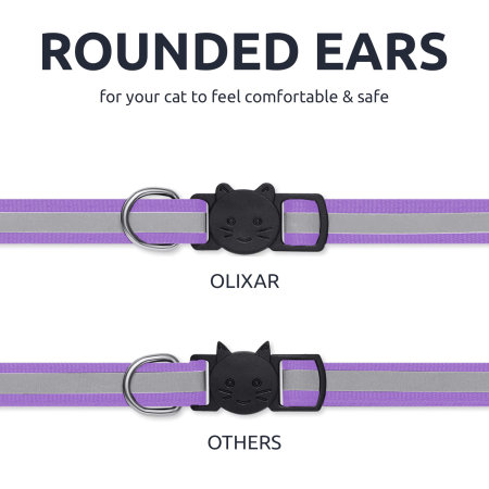 Olixar Airtag Cat Tracking Collar With Reflective Strip - Purple