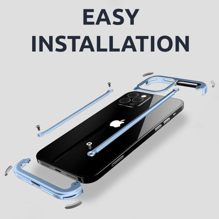 Olixar Frost Blue Premium Metal Frame Exoskeleton Bumper - For iPhone 13 Pro