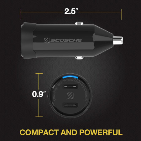 Scosche PowerVolt 60W Dual USB-C Power Delivery Black Car Charger