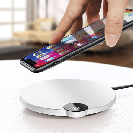 Baseus 15W White Wireless Charging Pad with Digital LED Display