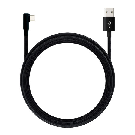 Olixar 1.5m USB-C Right Angled Braided Cable  - Black