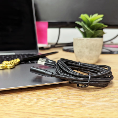 Olixar 1.5m USB-C Right Angled Braided Charge and Sync Cable - Black
