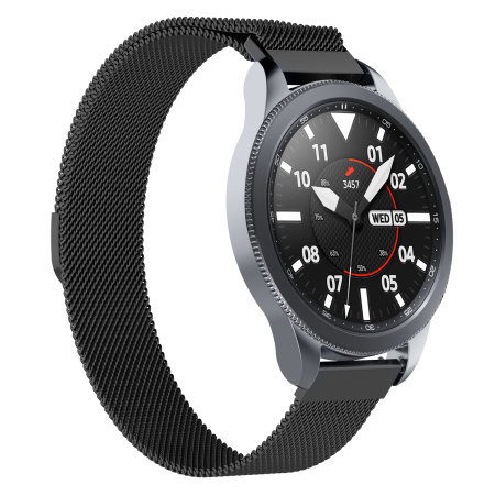 Olixar Black Milanese Samsung Watch 3 20mm Strap And 41mm Tempered Glass Screen Protector