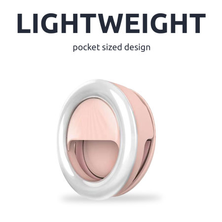 Olixar Clip On Light Pink Selfie Ring with LED Light - For Google Pixel 6a