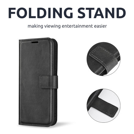 Olixar Black Leather-Style Case Wallet Stand Case - For Sony Xperia 10 IV