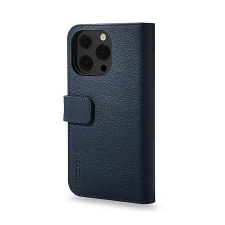 Decoded Navy Blue Detachable Leather Wallet Case - For iPhone 13 Pro