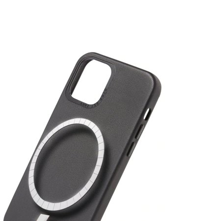 Decoded Black Leather Back Cover MagSafe Case - iPhone 12 Pro Max