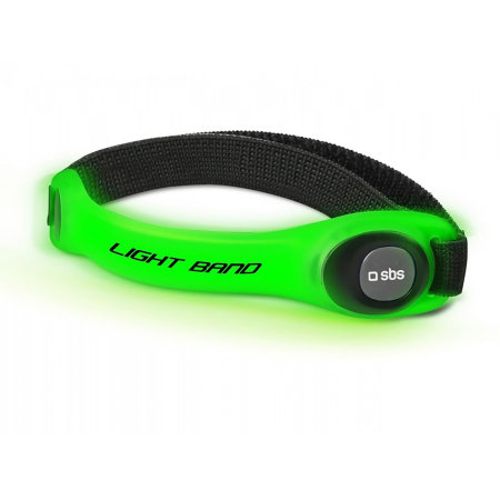 SBS Adjustable Reflective Running Armband With LED Safety Light - Neon Green