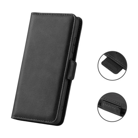 Olixar Black Leather-Style Wallet Stand Case - For Google Pixel 7