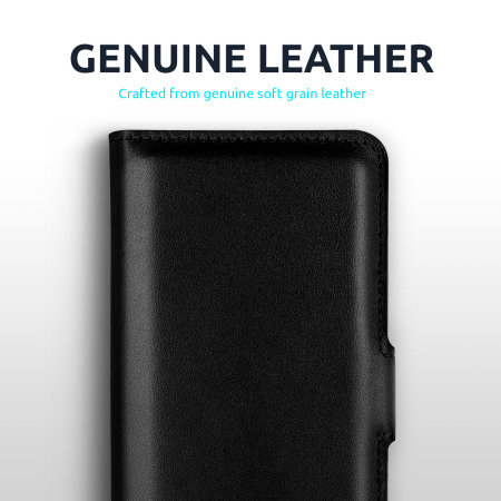 Olixar Genuine Leather Black Wallet Stand Case - For Google Pixel 7