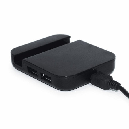 Aquarius 4-Port USB 2.0 Black Hub and Phone Stand - For iPhone 12