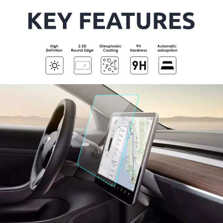 Olixar Central Console Tempered Glass Screen Protector - For Tesla Model Y