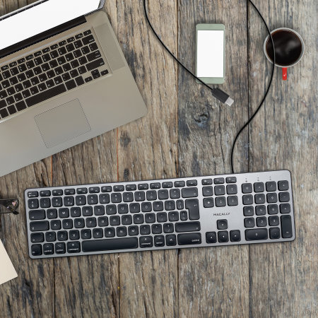 Macally Ultra-Slim USB-C Wired Grey USB-C Keyboard - For iMac And MacBook