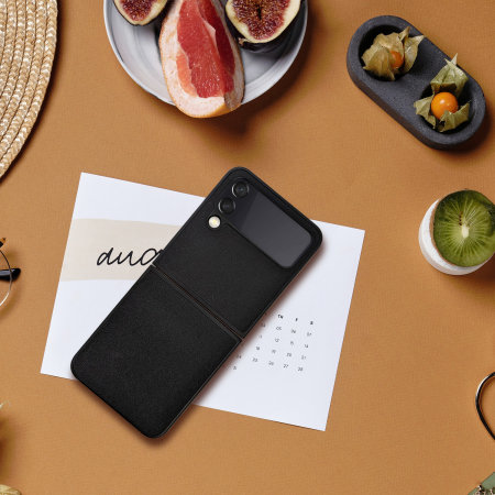 Olixar Genuine Leather Black Case - For Samsung Galaxy Z Flip4