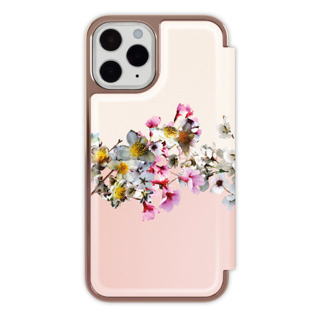 Ted Baker Rose Gold Jasmine Folio Case With Mirror - For iPhone 14 Pro Max