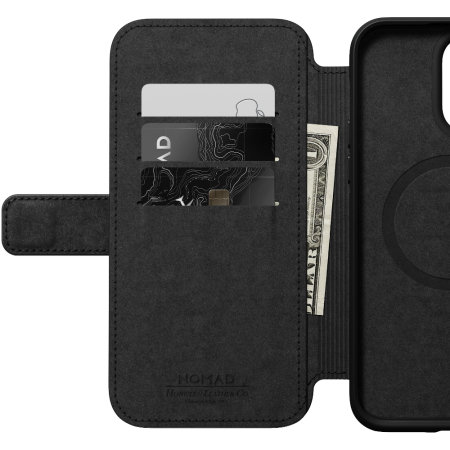 Nomad Horween Leather Modern Folio Black Case - For iPhone 14 Pro Max