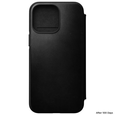 Nomad Horween Leather Modern Folio Black Case - For iPhone 14 Pro Max