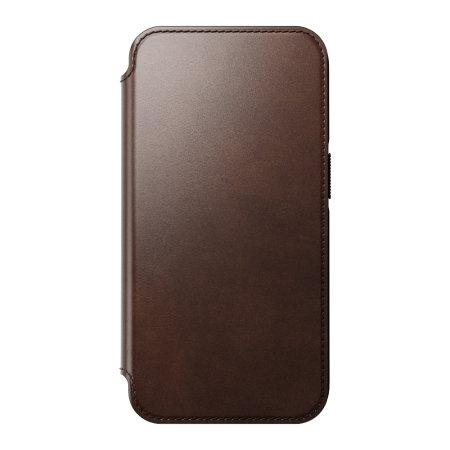 Nomad Horween Leather Modern Folio Rustic Brown Case - For iPhone 14 Pro