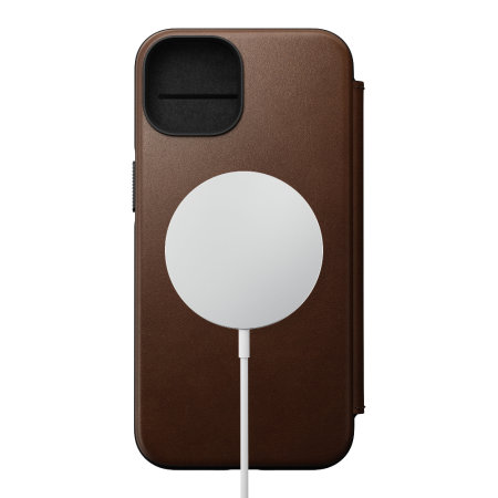 Nomad Leather Modern Folio Rustic Brown Case - For iPhone 14