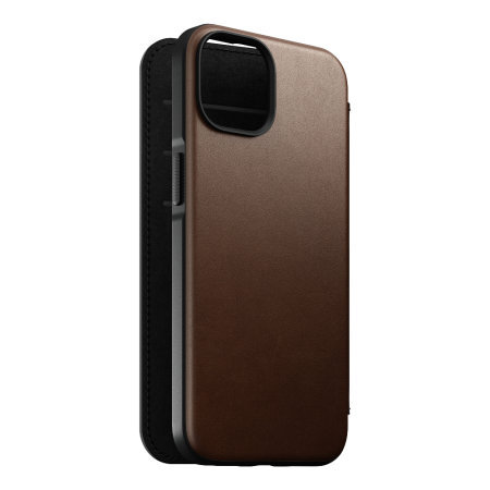 Nomad Leather Modern Folio Rustic Brown Case - For iPhone 14