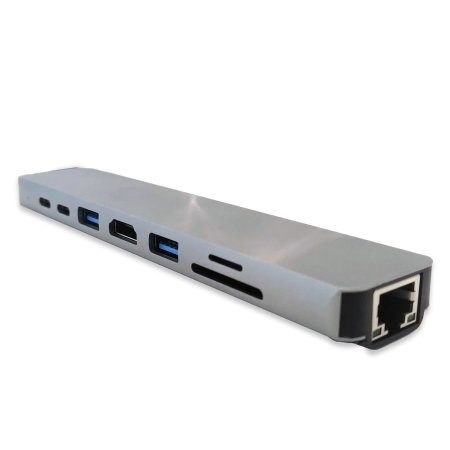Olixar Slate Grey 8-Port USB Type-C Multi Function PD Charging Hub - For MacBook Pro 2022 M2 Chip