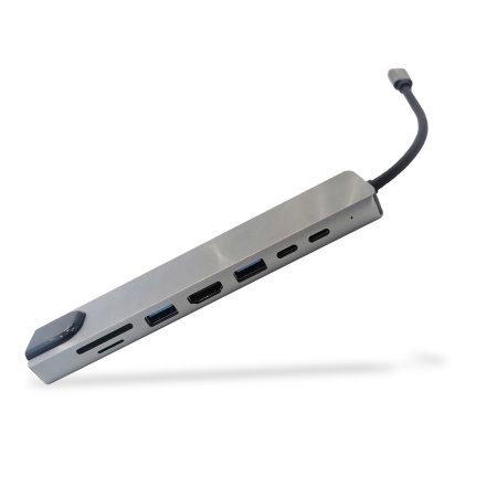 Olixar Slate Grey 8-Port USB Type-C Multi Function PD Charging Hub - For MacBook Pro 2022 M2 Chip