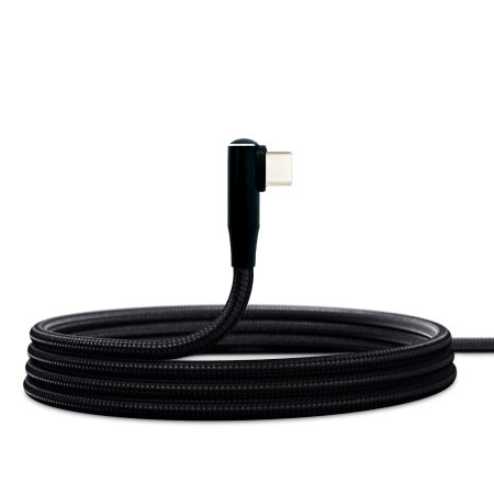 Olixar 1.5m L Shaped USB-C to C Right Angled Braided Charge and Sync Cable - Black