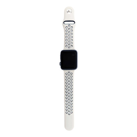 Olixar Rice White and Black Double Silicone Sports Strap (Size L) - For Apple Watch Series 7 45mm