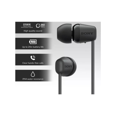 Official Sony WI C100 In-Ear Wireless Headphones - Black