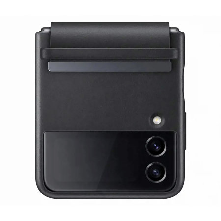 Official Samsung Black Flap Leather Cover Case With Hinge Protection - For Samsung Galaxy Z Flip4