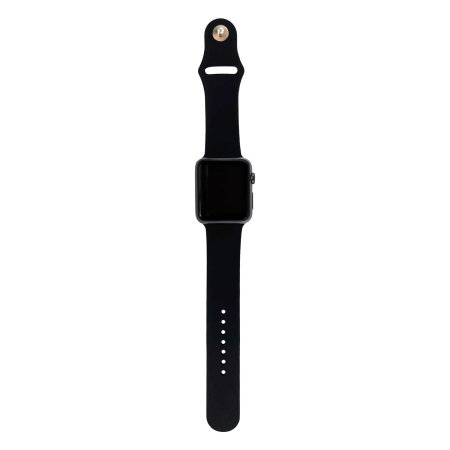 Olixar Black Silicone Sport Strap - For Apple Watch Series 4 44mm