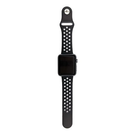 Olixar Black and Dark Grey Double Silicone Sports Strap (Size L) - For Apple Watch Series SE 44mm