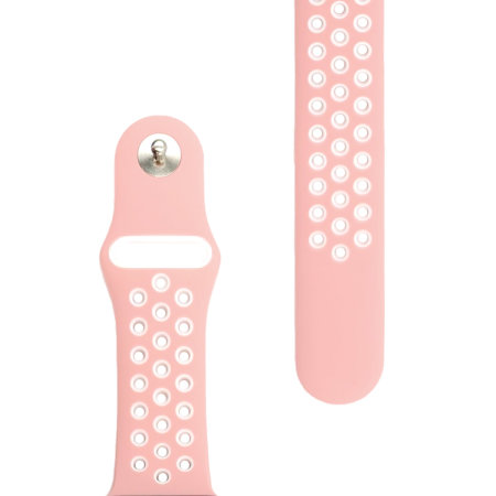 Olixar Pink and White Double Silicone Sports Strap (Size S) - For Apple Watch Series 7 41mm