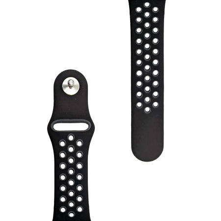 Olixar Black and Dark Grey Double Silicone Sports Band (Size S) - For Apple Watch Series 7 41mm