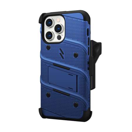 Zizo Bolt Protective Blue Case with Kickstand and Screen Protector - For iPhone 14 Pro Max
