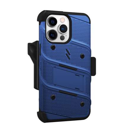 Zizo Bolt Protective Blue Case with Kickstand and Screen Protector - For iPhone 14 Pro Max