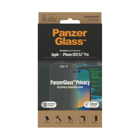 PanzerGlass Privacy Tempered Glass Black Screen Protector - For iPhone 14 Pro