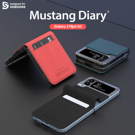 Araree Mustang Diary Tangerine Red Card Slot Case - For Samsung Galaxy Z Flip4