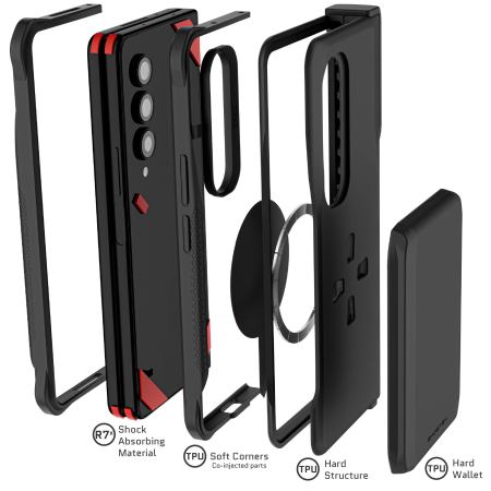 Ghostek Exec Black Leather Cardholder Case with Hinge Protection - For Samsung Galaxy Z Fold4