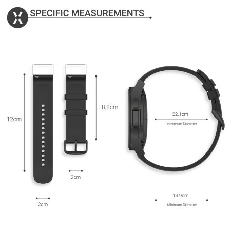 Olixar M/L Soft Silicone Black Strap - For Samsung Galaxy Watch 5