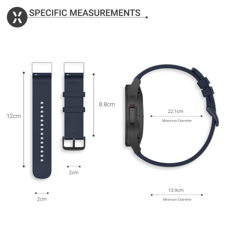 Olixar M/L Soft Silicone Midnight Blue Strap - For Samsung Galaxy Watch 5 Pro