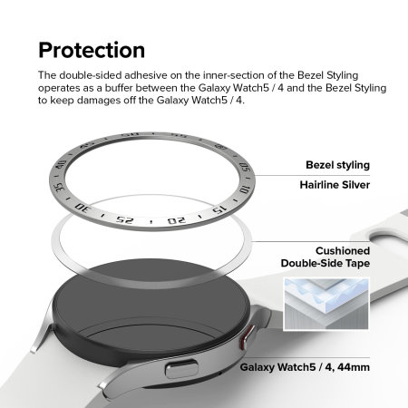 Ringke Stainless Steel Hairline Silver Bezel Protector And Styler - For Samsung Galaxy Watch 4 40mm
