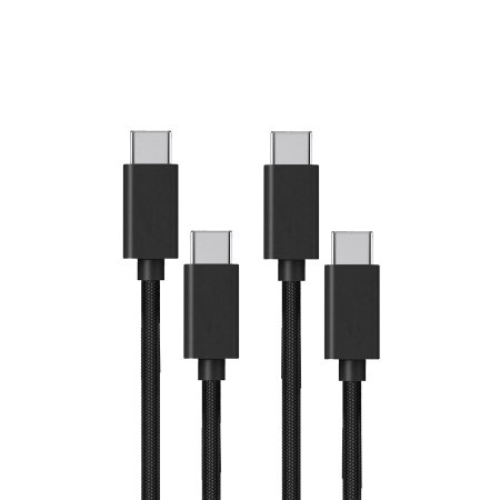 Olixar Black 100W 1.5m Braided USB-C To C Fast Charging Cable - 2 Pack